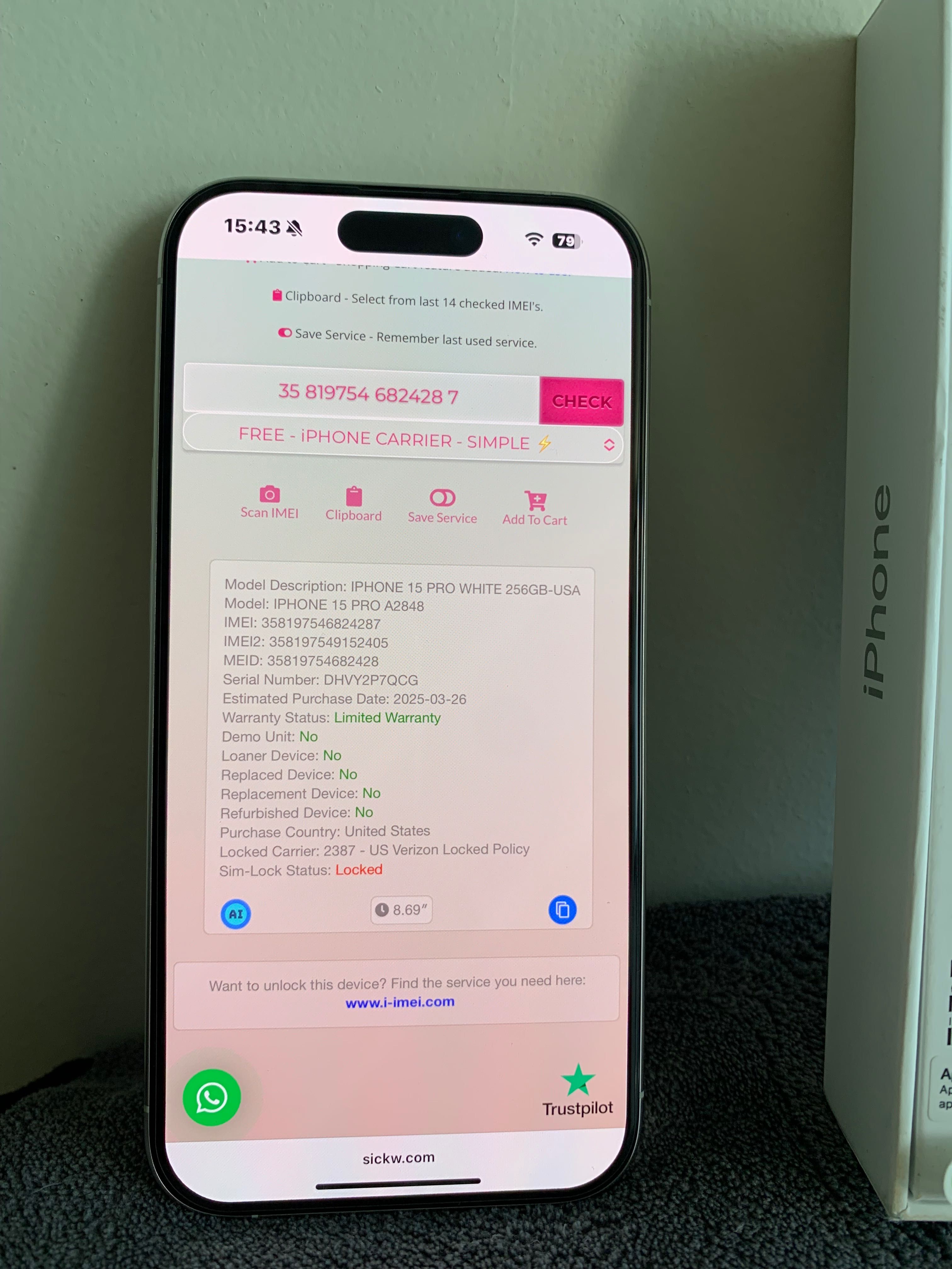 iPhone 15 Pro 256GB White Спешно