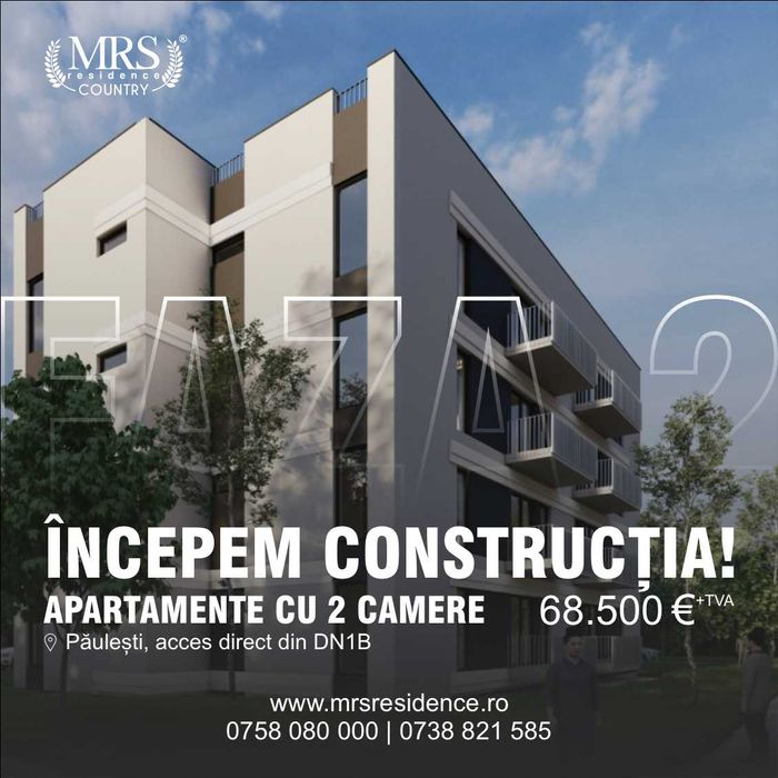 Apartament cu 2 camere în construcție! FAZA 2 MRS RESIDENCE COUNTRY