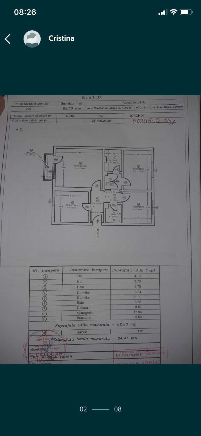 Apartament 3 Camere ZONA CENTRALA Etaj.4