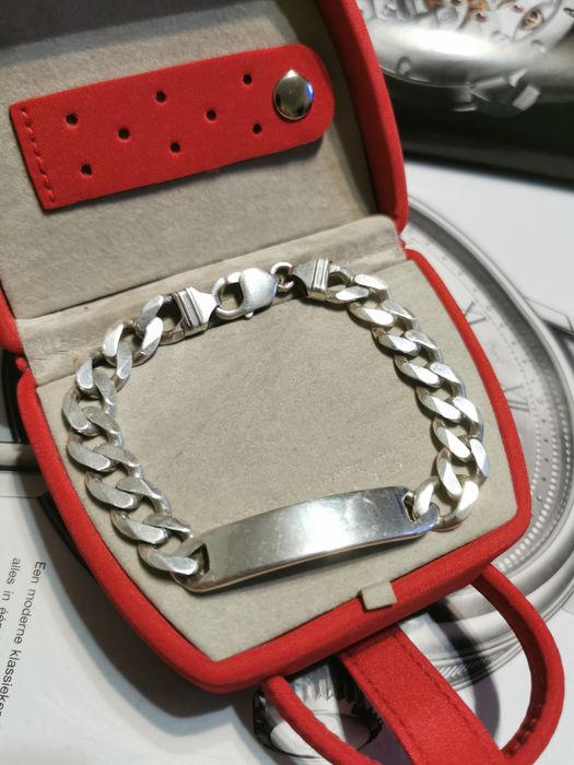 Bratara masiva din argint 925 cu placa de gravat