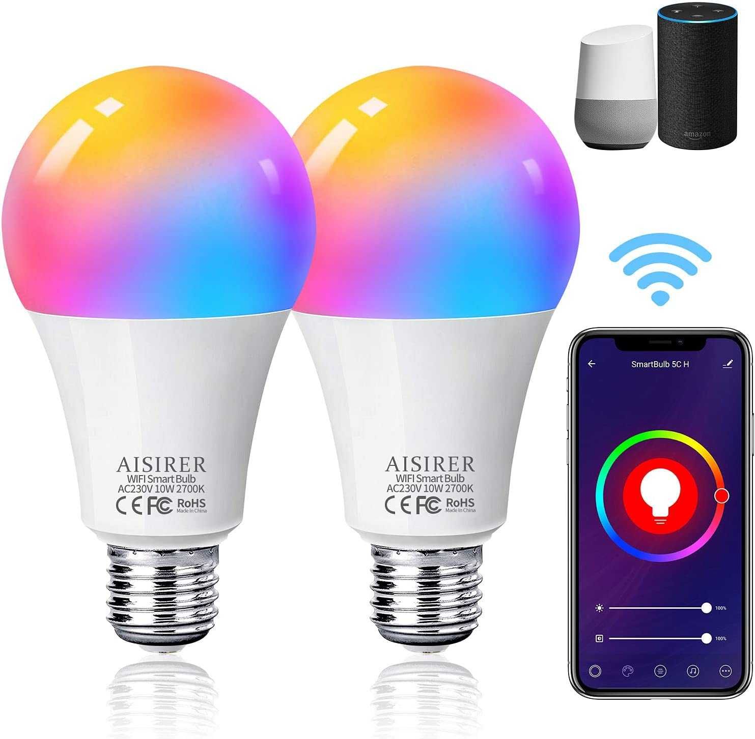 AISIRER Alexa Smart Bulb WiFi Крушки 2 броя!