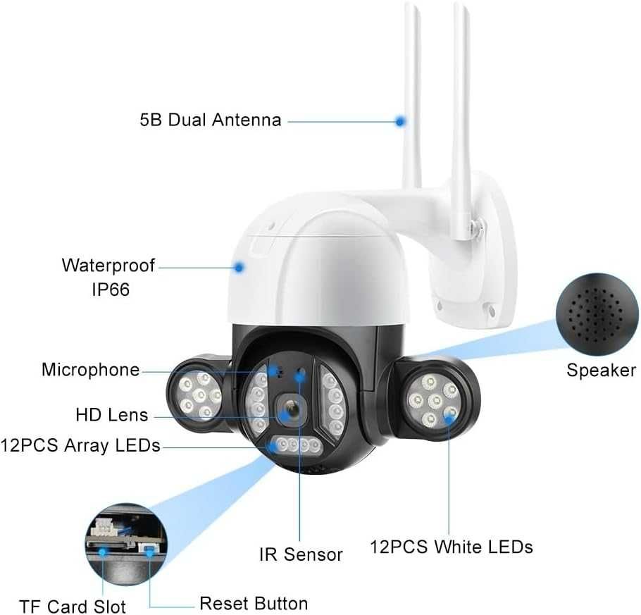 карта 32GB А10 5МП 1080 ICSEE с 2 фенера WIFI IP INFRARED външна