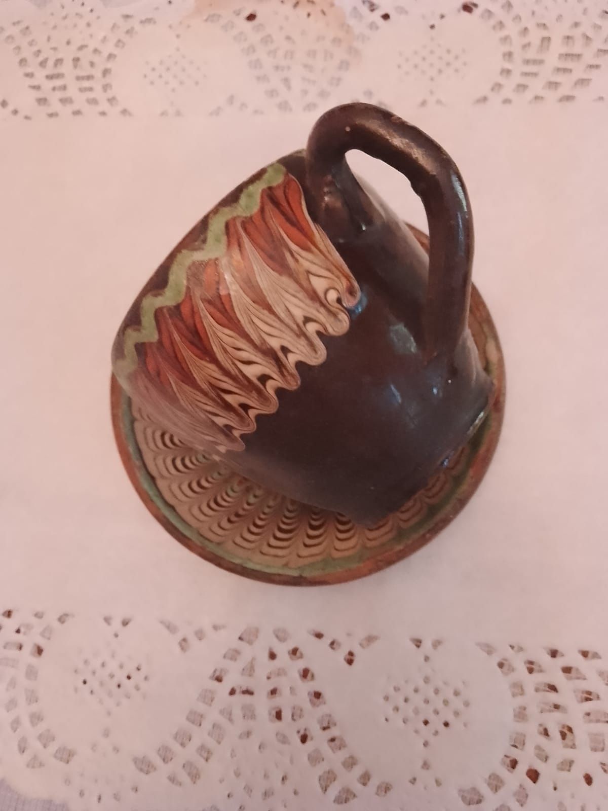 Cănițe de cafea Oltenești vechi din lut, vintage