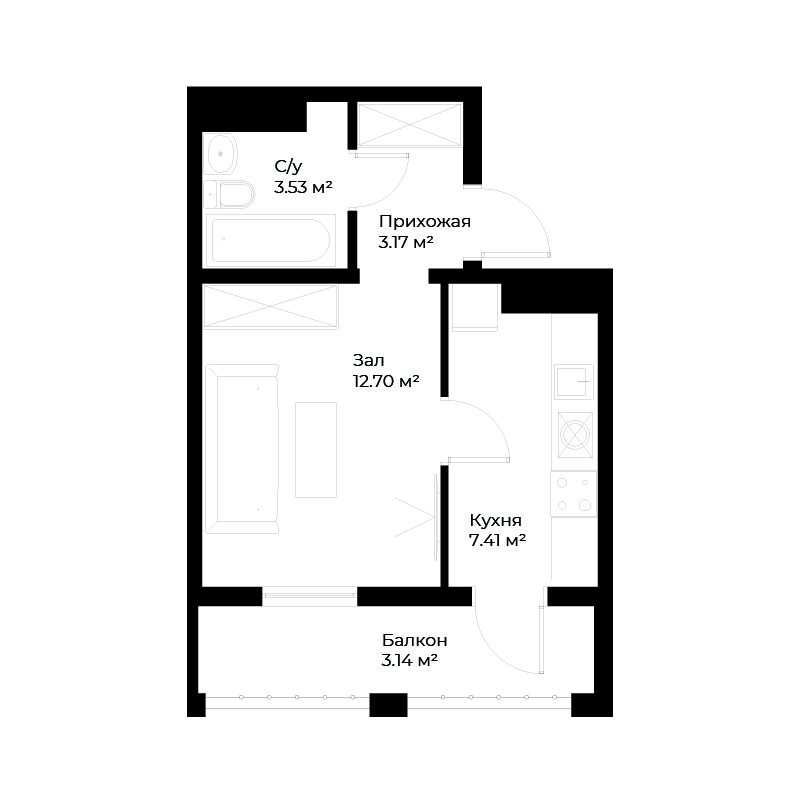 1-xonali xonadonlar | 1-комн. квартиры ЖК Assalom Sohil - Golden House