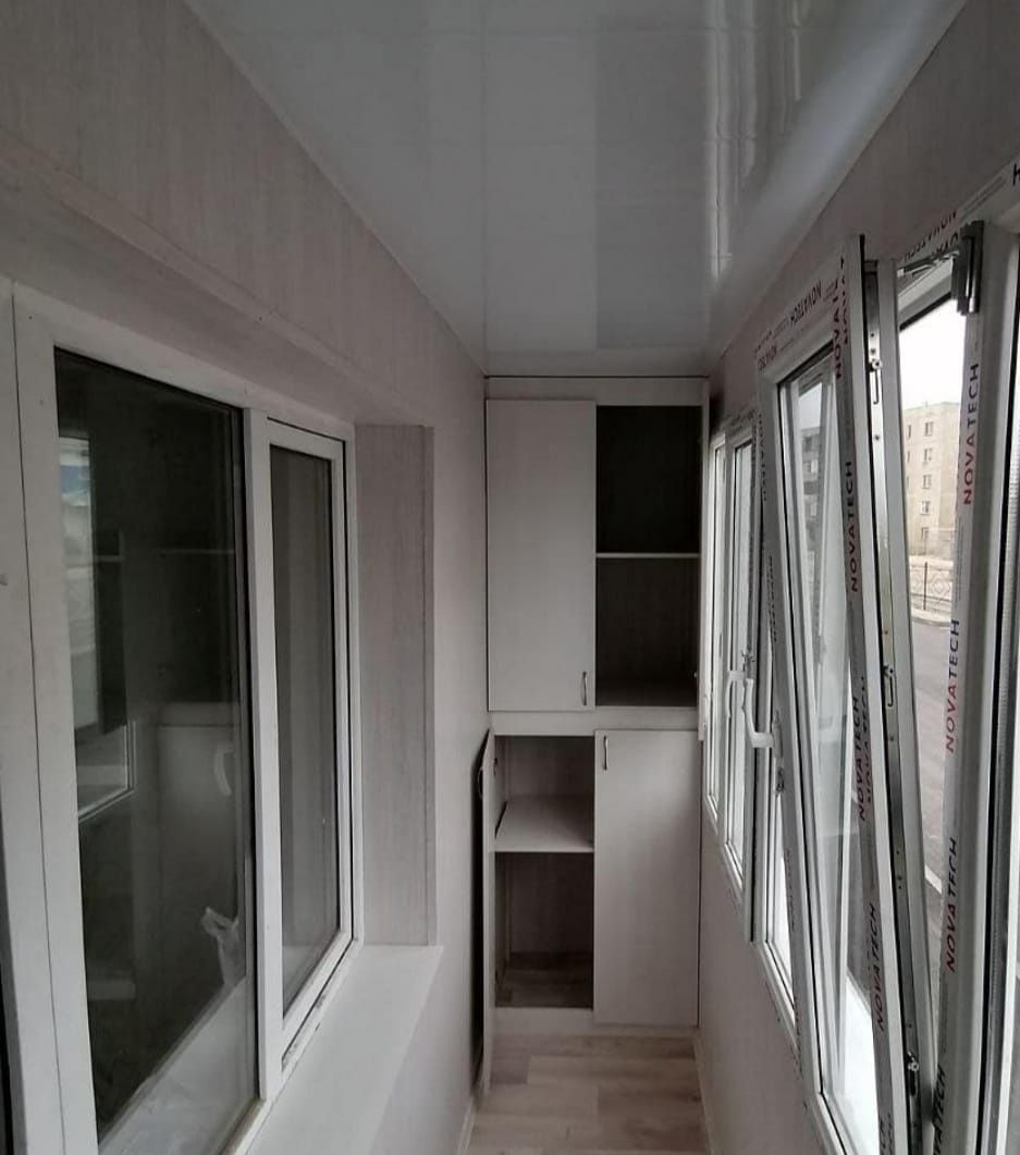 Балкон с утеплением и обшивка балкона. Пластиковые окна, двери