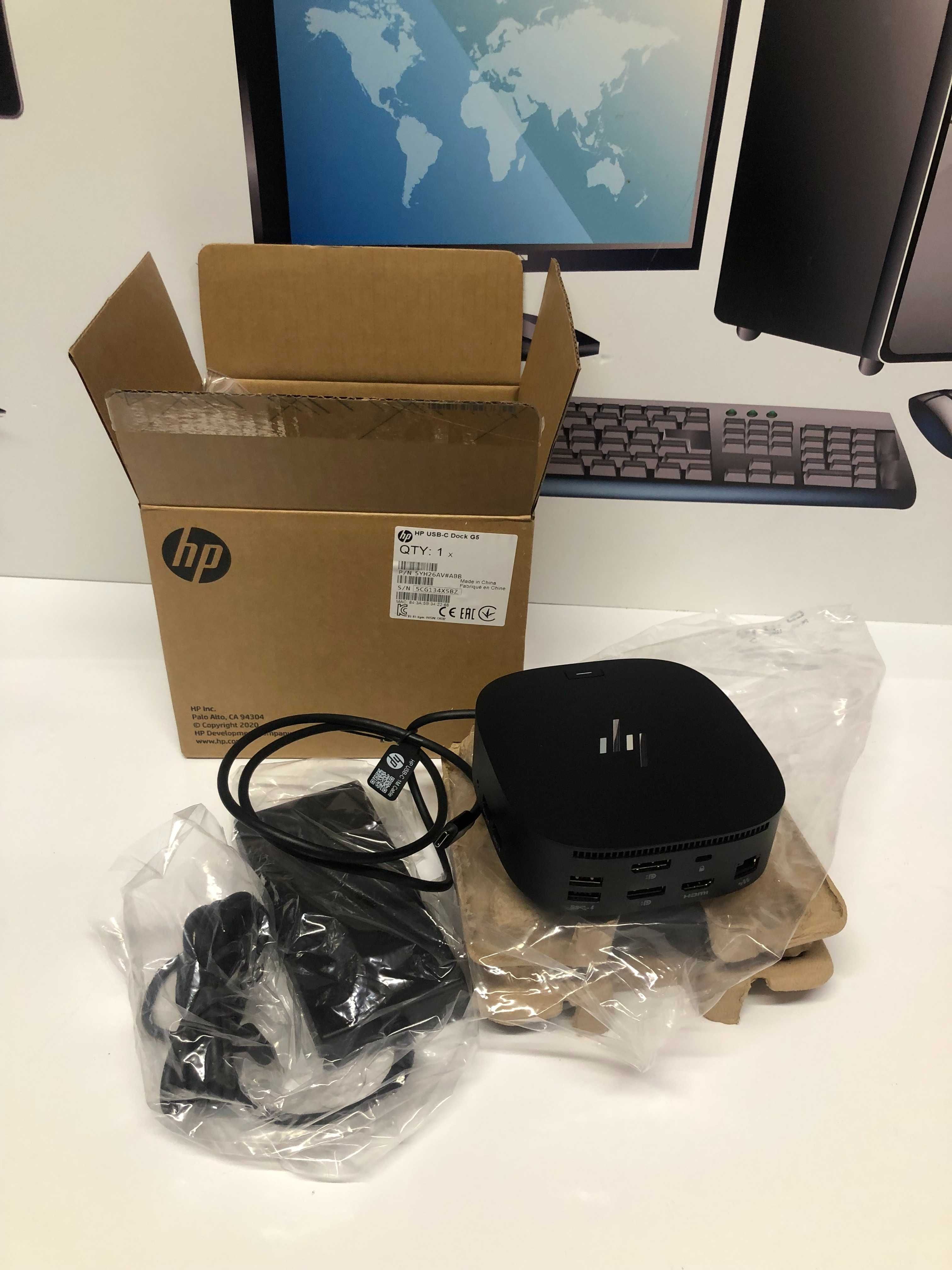 Docking station HP G5, USB-C, Alimentator inclus 120W, sigilate