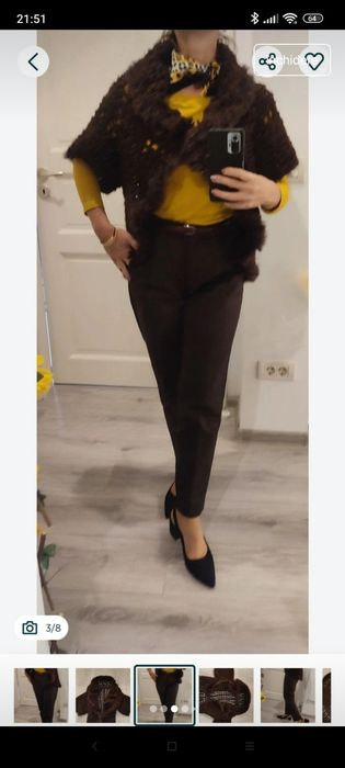 Bolero maro, forma circulară, cu blăniță, model unic, maneci trei sf