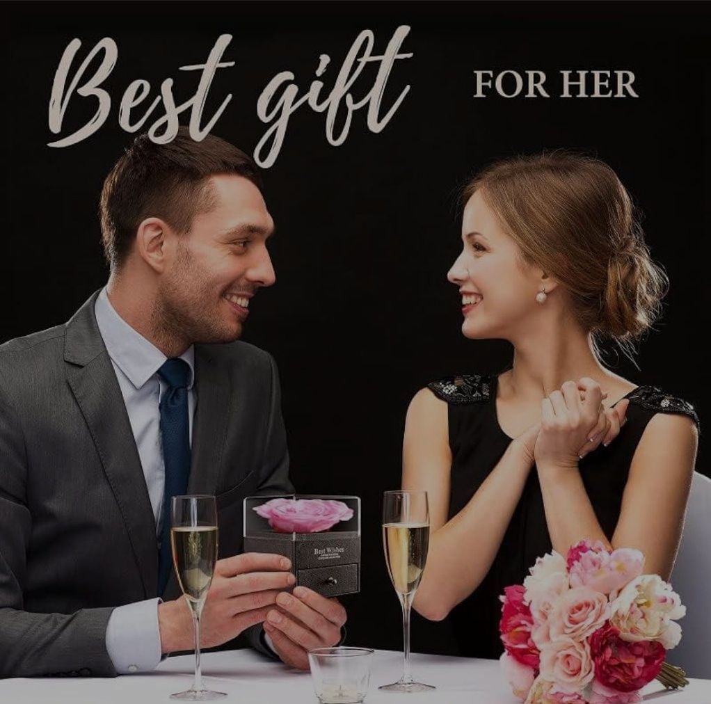 Trandafir criogenizat în Cutie tip sertar cu lanț