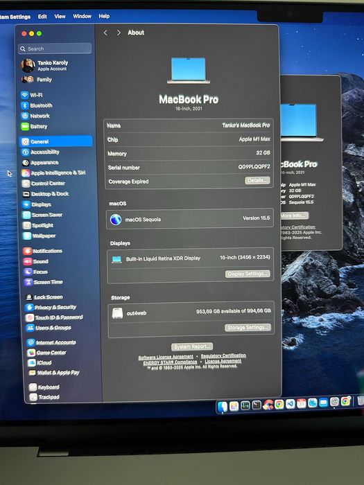 MacBook Pro M1 Max 2021 16" inch 32Gb Ram, 1Tb, 32 core GPU