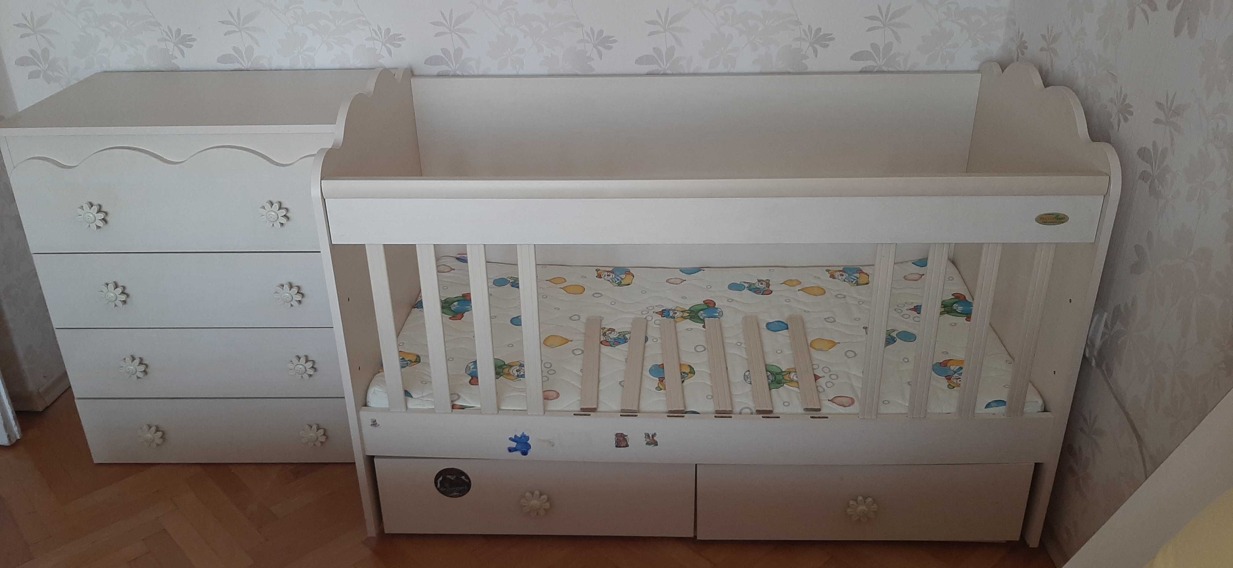 Бебешко легло в комплект със скрин Dizain Baby