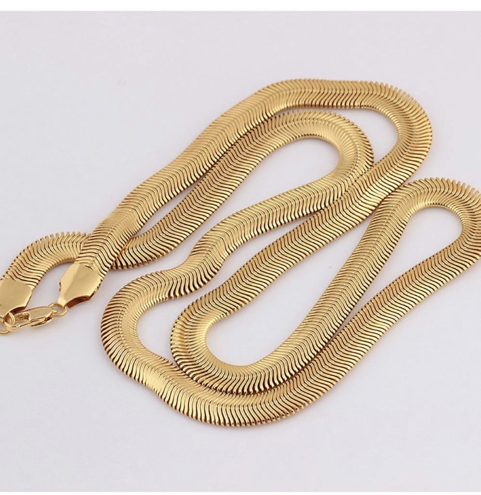 Lant din aur 14k Snake Cuban plat 65cm - Certificat de garantie -