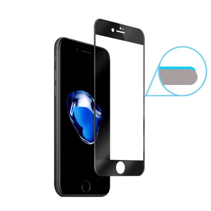 Folie de sticla 5D neagra compatibila cu Apple iPhone 8