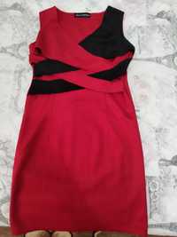 Дамска рокля, червена с черно