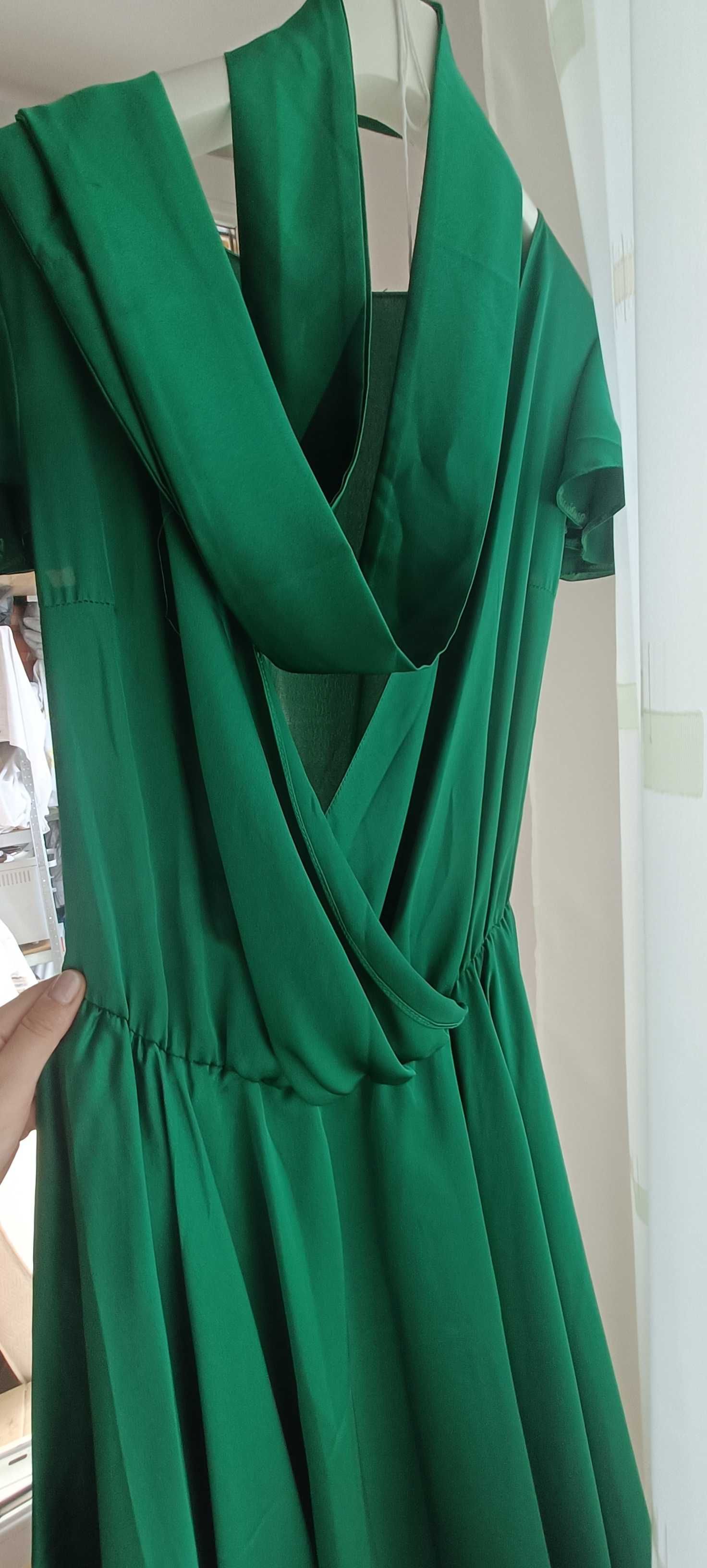 Rochie mătase  40%  S/M verde
