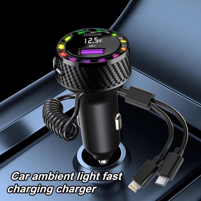 бързо зарядно за телефон в кола , usb c 2 порта адаптер за зарядно ...