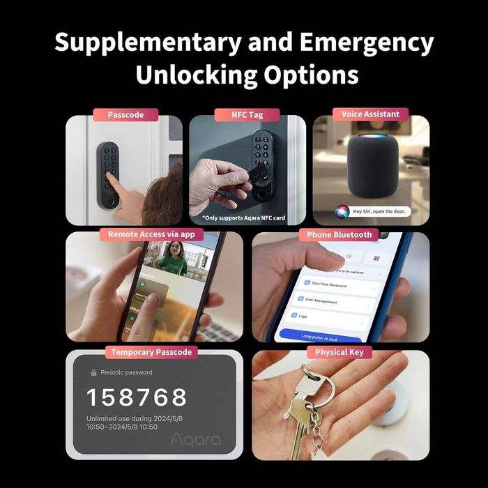 Aqara U200 - Умна брава с Matter, Apple Home Key и пръстов отпечатък