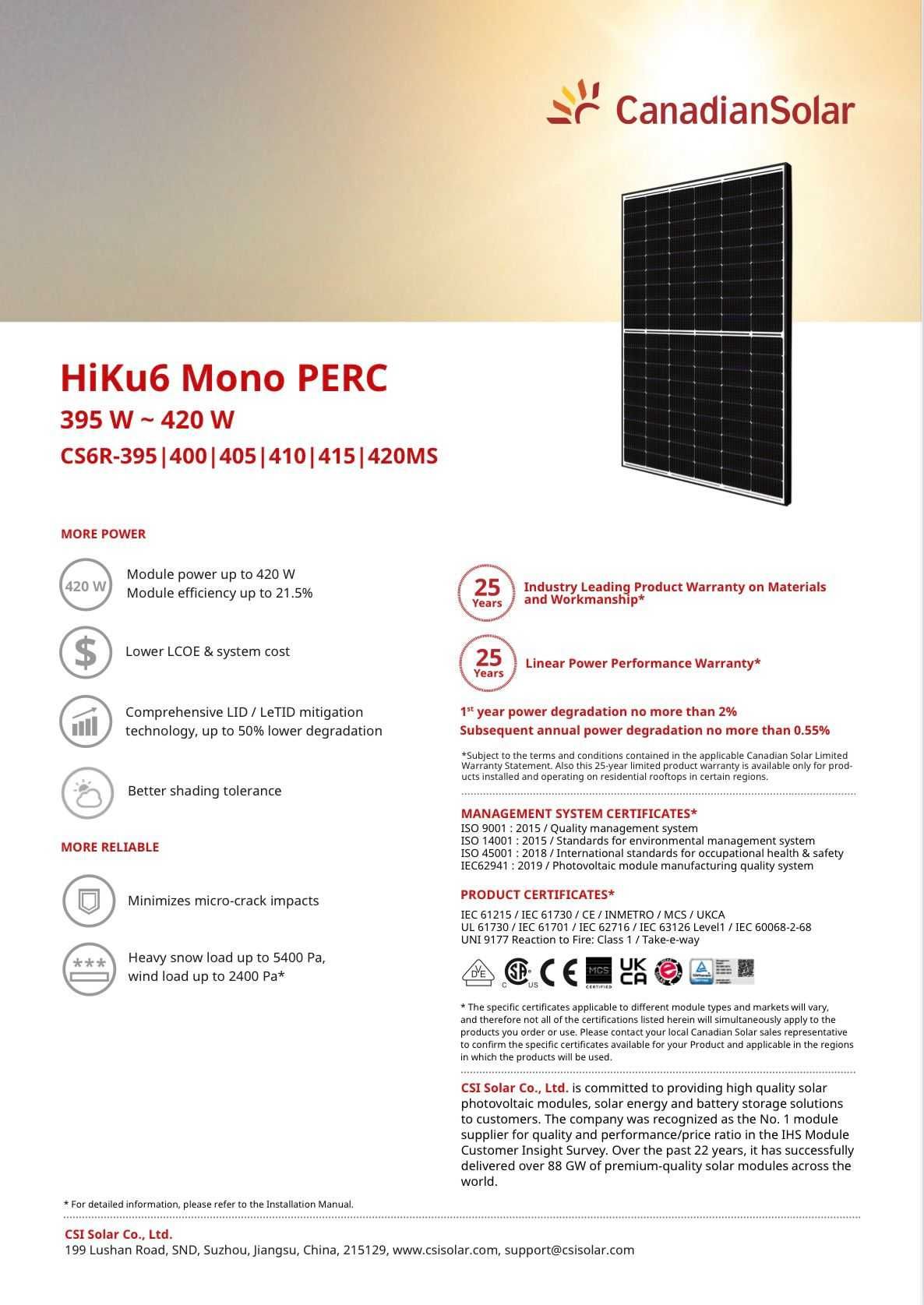 Canadian Solar Panouri Solare Fotovoltaice HiKu6 Mono PERC 405W