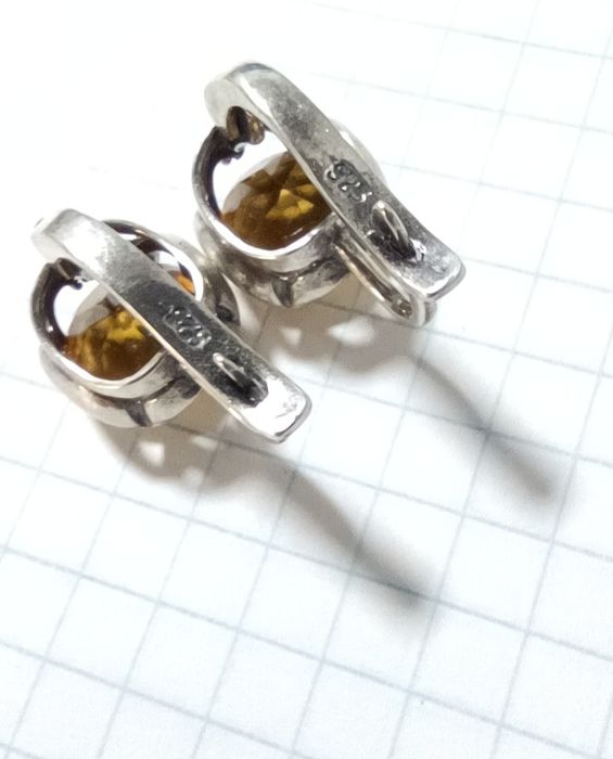 Серебряный  женский комплект с цетрином 925 проба Европа 80е годы