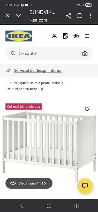 Pătuț copii ikea sundvik