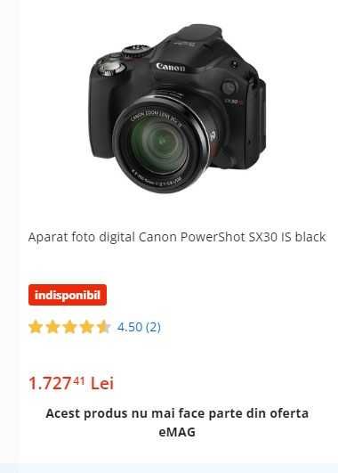 Canon Power Shot SX30 IS, 35x zoom , HD, JAPAN, data si ora ITP