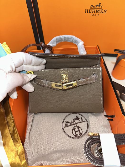 Geanta Hermes Kelly 19cm Gri