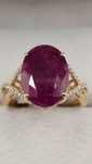 Inel aur 14K cu rubin natural 7.82 ct și diamante – certificat IGI