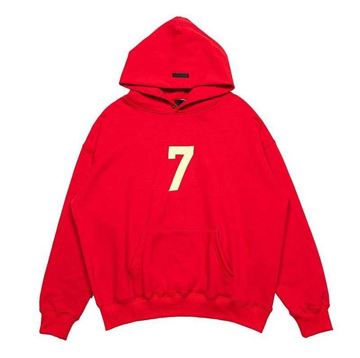Мъжко Худи с Качулка ESSENSTIALS Fear Of God в червен цвят