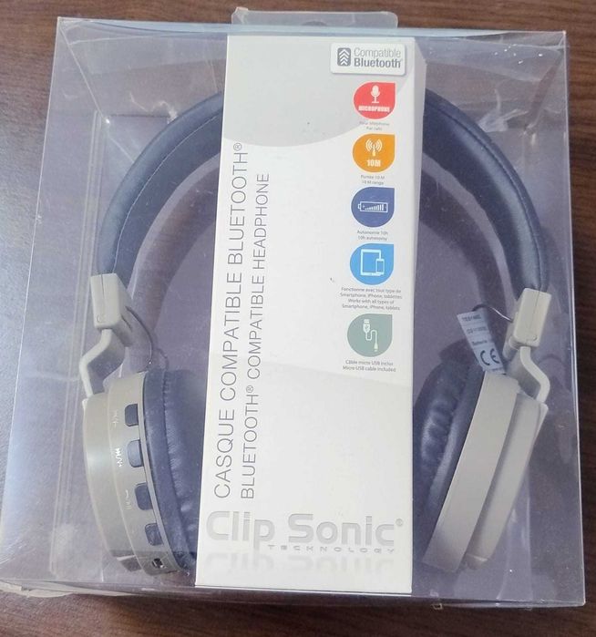 Căști bluetooth Clip Sonic TES 148G - gri și albastre