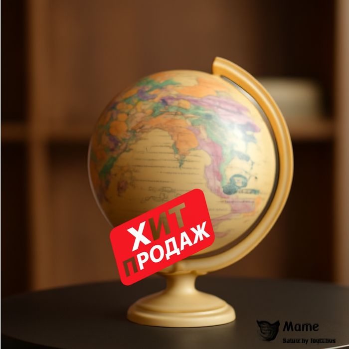 Глобус настольный декоративный, с яркой географической картой