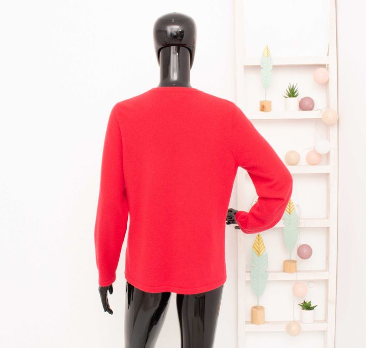 Lands' End кашмирена дамска жилетка червена малина М