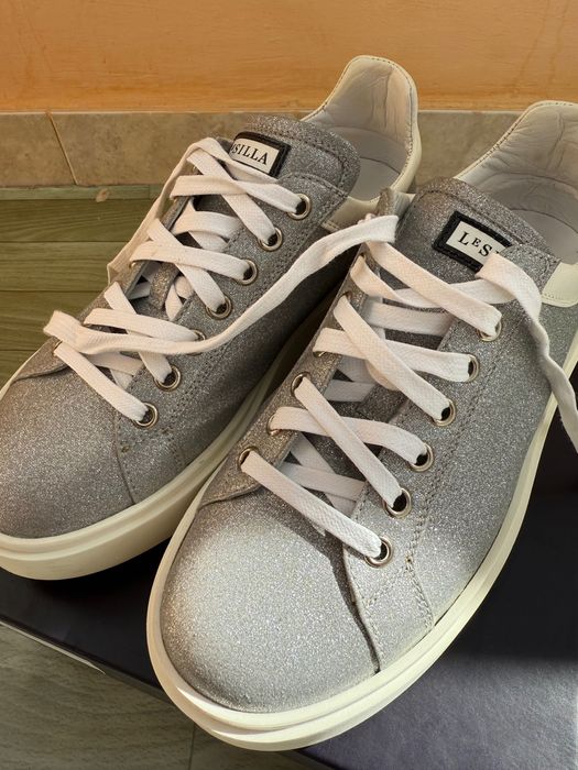 Adidasi sneakers Le Silla argento