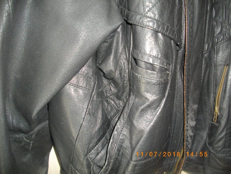 Мъжко-Яке Естествена Кожа-Агнешка Напа-№50-Почти Ново-Голямо-Късо