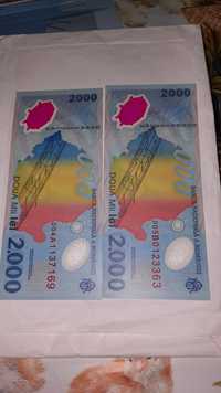 Bancnote originale de 2000 leicu polimeri  cu eclipsa de soare in 1999
