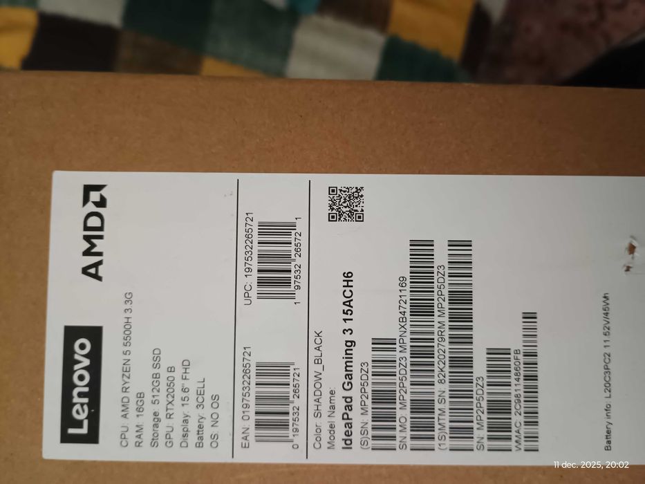 Laptop Lenovo IdeaPad Gaming 3 15ACH6 foarte nou cu garantie