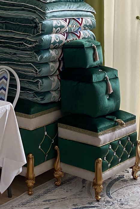 Набор сундуков  изумрудного цвета