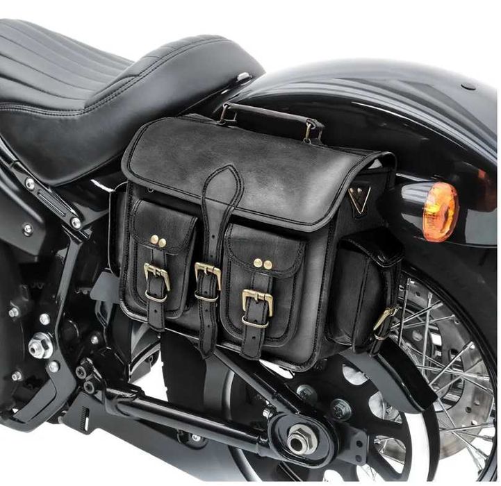 Geanta piele vintage pentru motocicleta sidecase chopper cafe racer