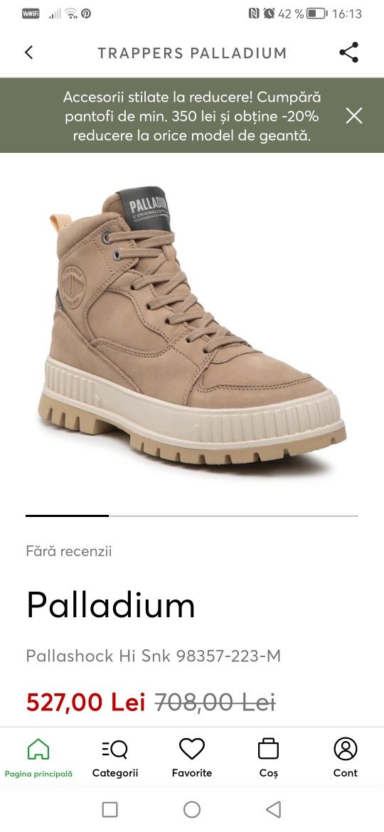 Ghete piele naturala Palladium Pallashock Hi Snk nr 39