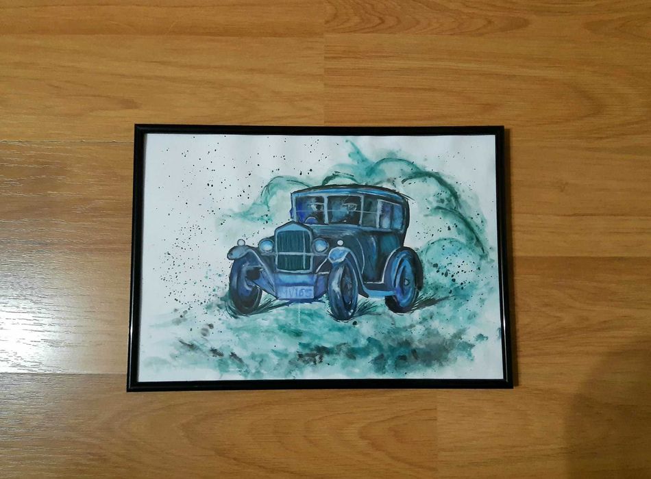 Tablou pictura A4 masina de epoca vintage Sunbeam 20/60 hp anii '20