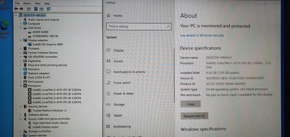 Calculator SFF Lenovo M83 Intel i5-4570, 8GB RAM, 240GB SSD, 500GB HDD