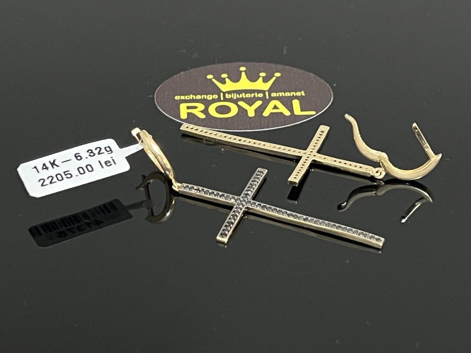Bijuteria Royal CB : Cercei cruce aur 14k 6,32 grame