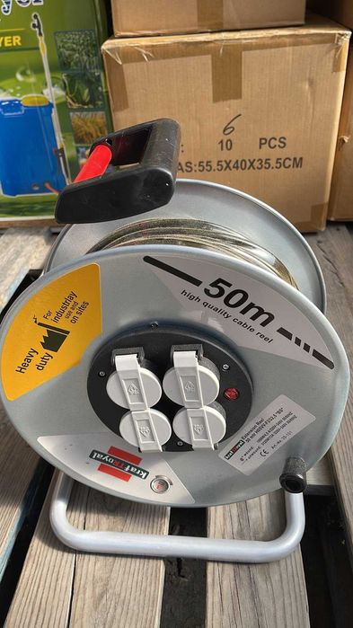 Удължител / разклонител / Макара 50 метра с 4 гнезда – KrafTRoyal