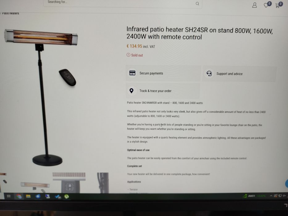 Incalzitor terasa infrared SH24SR  cu suport si telecomanda