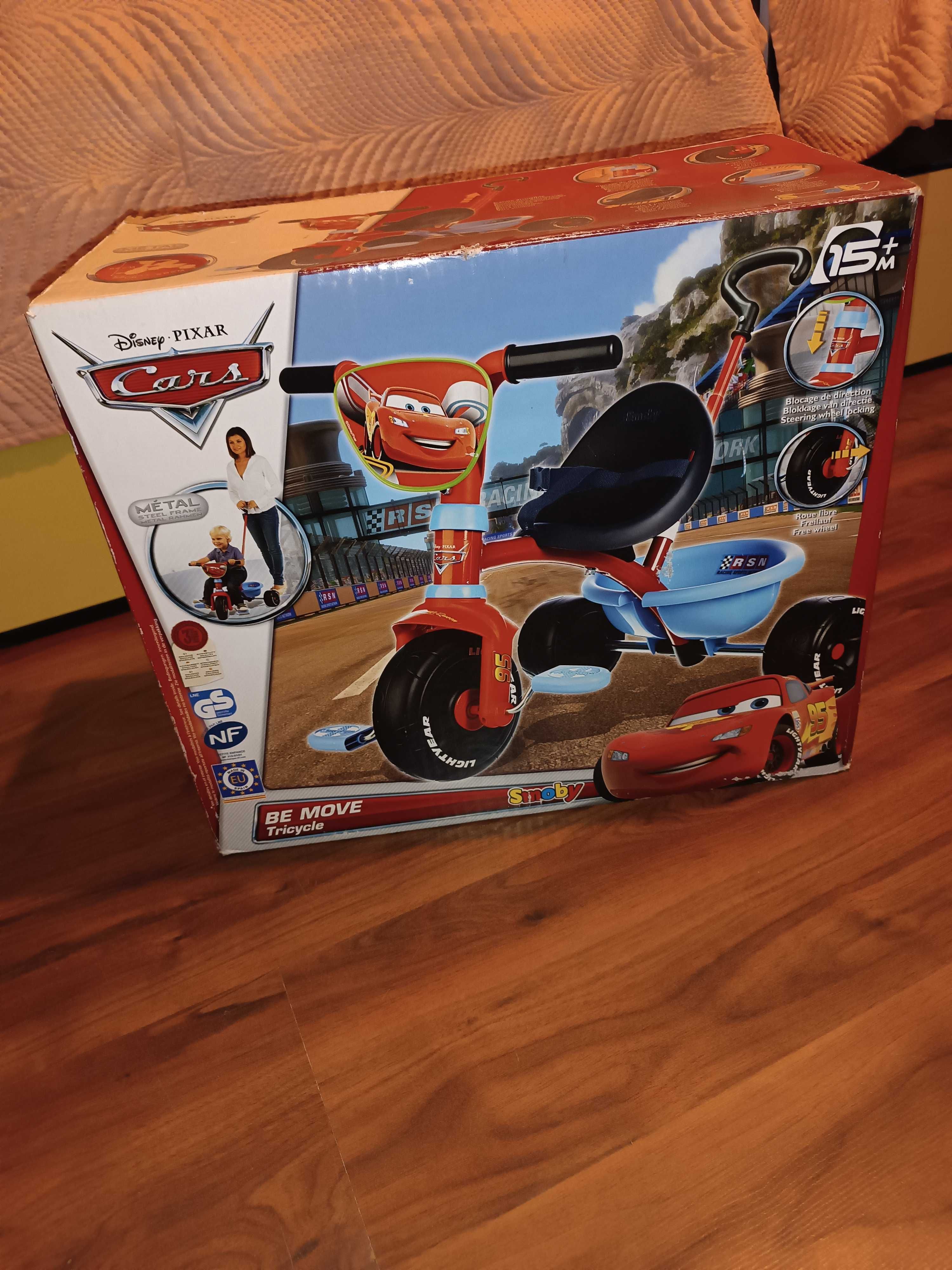 Детско колело триколка  Smoby Toys с родителски контрол - Disney Cars