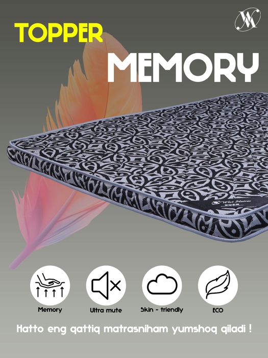 Topper memory balandligi 7 sm boladi 5 yilgacham kafolatlangan