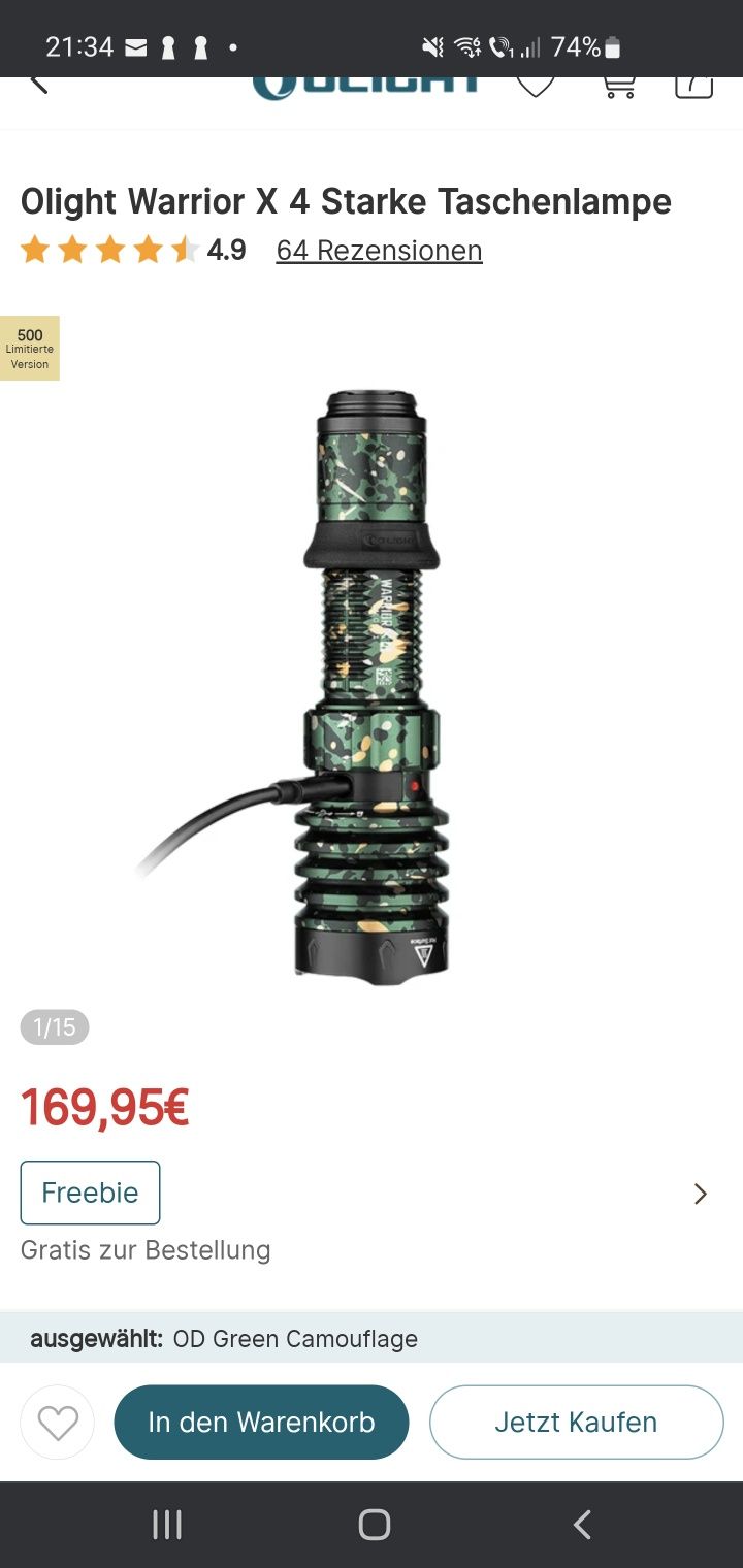 Olight Warrior x4 editie limitata splash camo verde