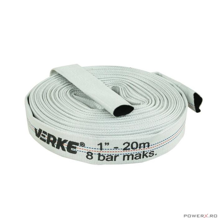 Furtun apa 1"20 metri, tip pompieri, cauciucat, 8 bari, Verke