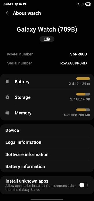 Samsung Galaxy watch SM-R800 46 mm