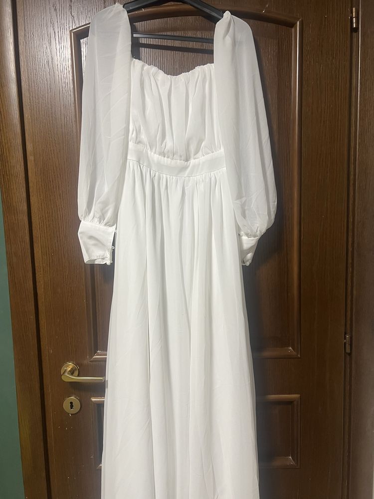 Rochie albă, lungă, nouă, XS