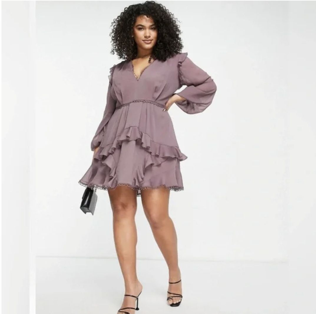 Рокля Asos пепелно лилаво 4ХЛ 5хл 26 UK 56 EU гръдна до 145 см