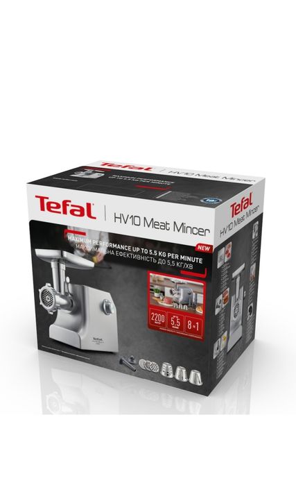 Masina de tocat carne Tefal HV10 NE858D38, 2200 W, 5.5 kg/min, 8 in 1,